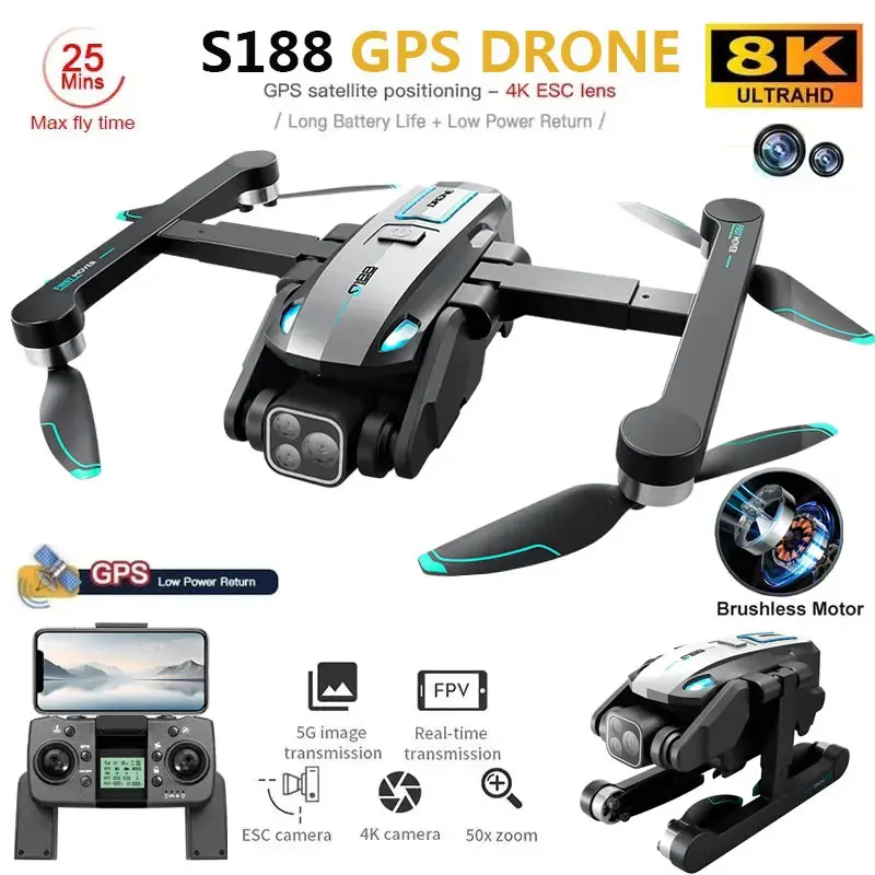 S188 Professional 8K GPS Drone - Drone Camera Professional บทวิจารณ์และราคา